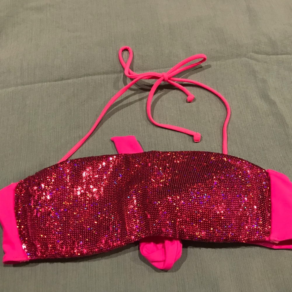 Victoria Secret, Pink-Sparkly Strapless BathinSuit